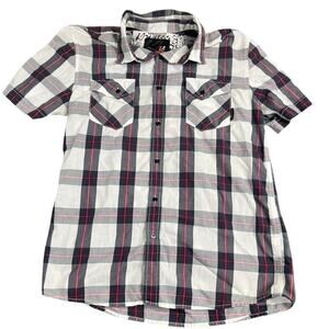 Mens amplify black and white plaid button-up good condition